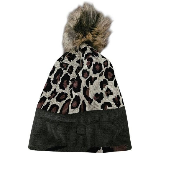 Panache Leopard Camo Cuff Beanie Pom Hat - Picture 7 of 8